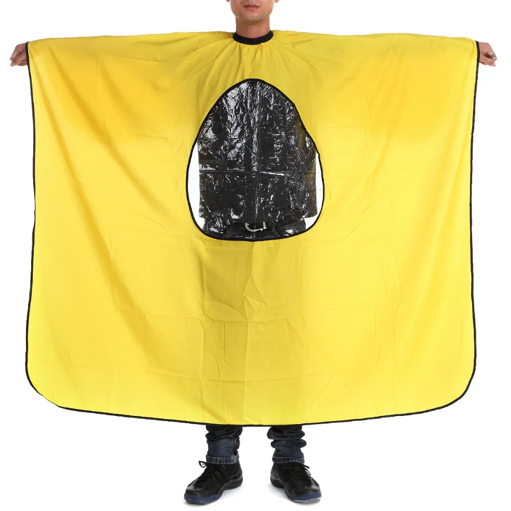

Pro Salon Hair Barber Waterproof Cape Wrap Hairdressing Styling Cutting Gown Apron with Viewing Window Oval Clear Cover