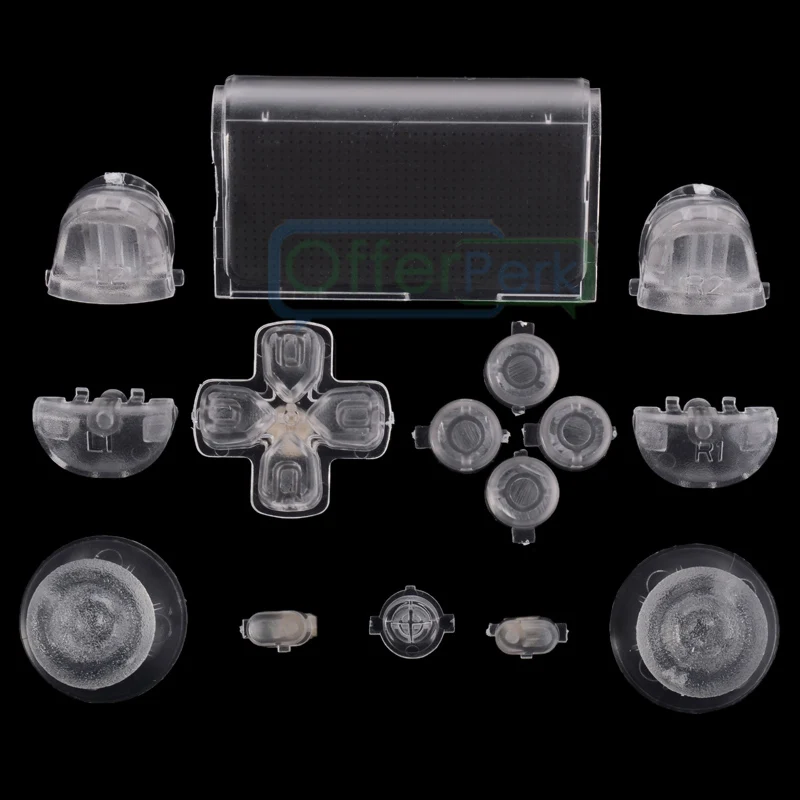 

eXtremeRate Clear Full Set Buttons Kits Dpad Replacement Parts for PS4 Controller JDM-010 JDM-020