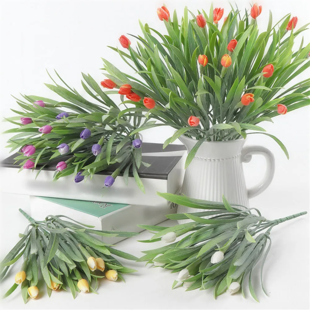 7 цветов/Букет Искусственные тюльпаны моделирование Тюльпан украшение букетов домашний сад Свадебный декор