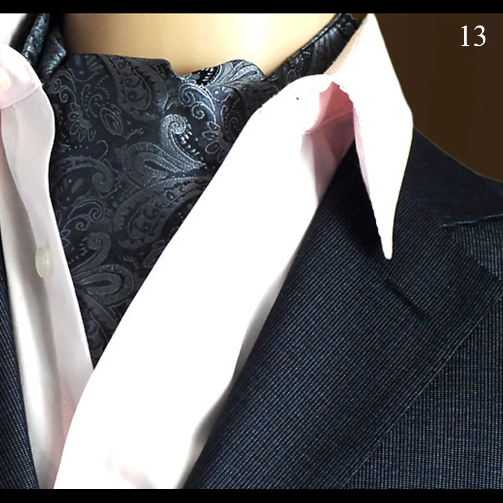 Мужской деловой ГАЛСТУК широкие галстуки в горошек Цветочный Аскот шарф Свадебная вечеринка - Цвет: 13