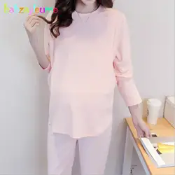 2018 Новый материнства пижамы для беременных Ночная рубашка; одежда для сна грудного вскармливания одежда хлопковые топы + брюки