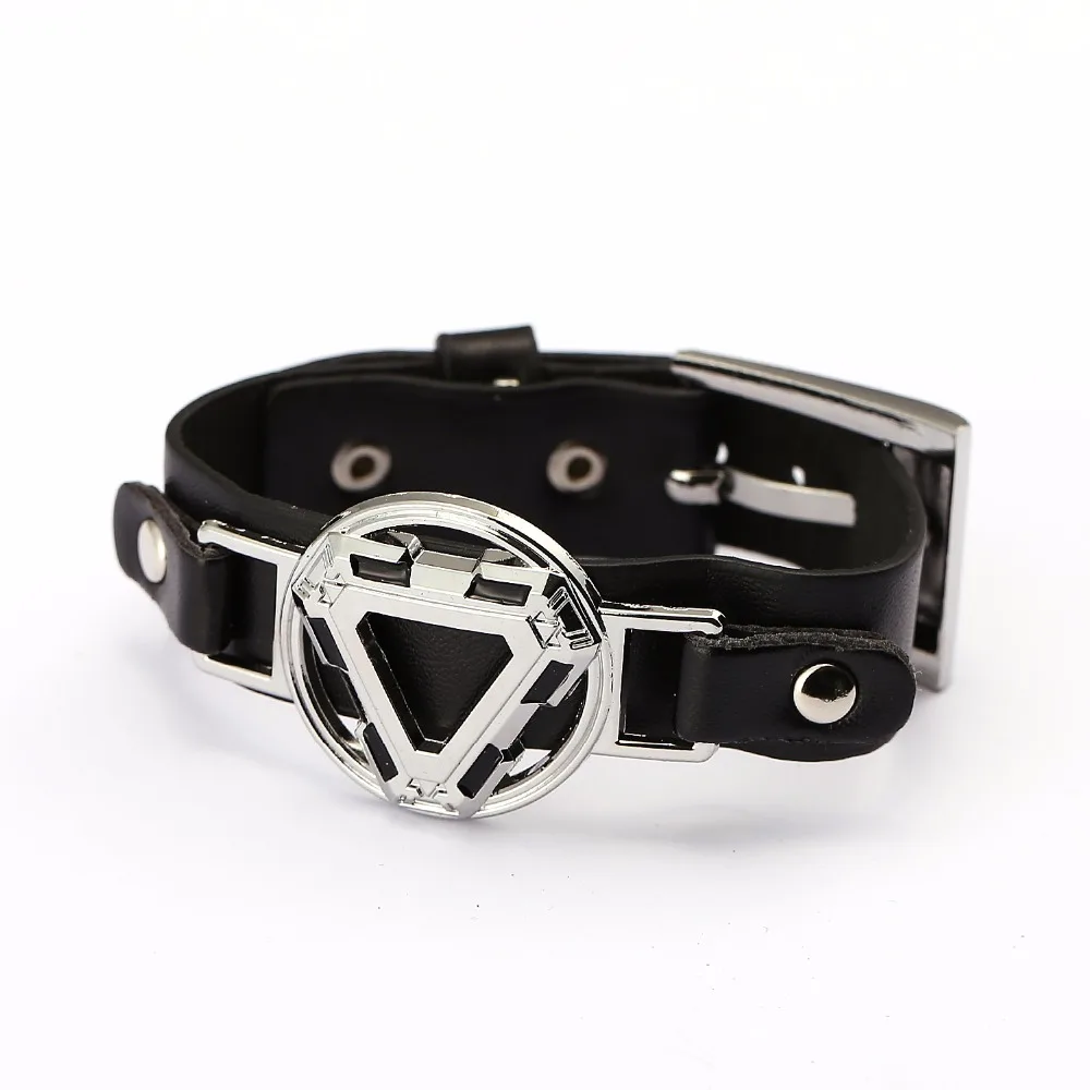 Movie Avengers Iron Man Bracelet Men Black Leather Endgame Hero