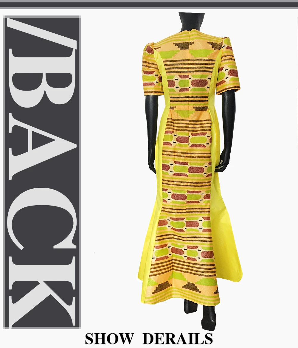 Африканское платье для женщин AFRIPRIDE индивидуальное традиционное женское платье длиной до щиколотки с коротким рукавом чистый хлопок A722571