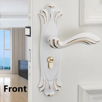 

Modern simple white black indoor weenden door lock , european fashion ivory white Bedroom study kitchen solid wooden door locks