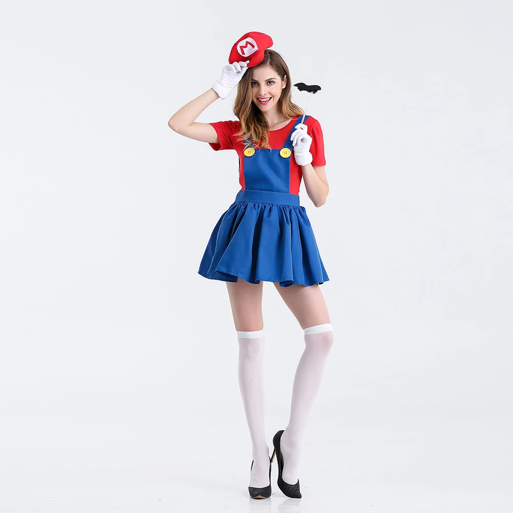 M Xxl Hot Sale Halloween Adult Women Funny Cosplay Costumes Mario