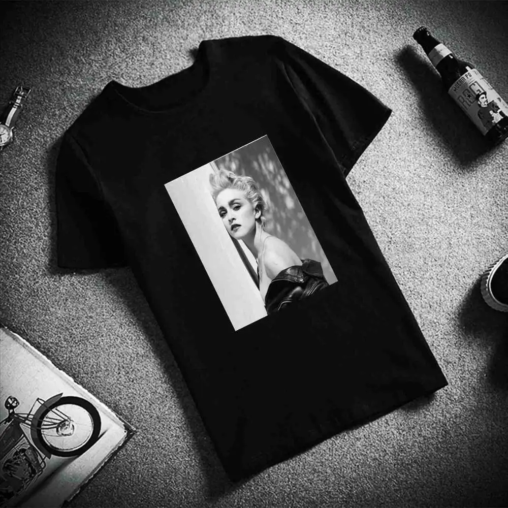 Модная Мадонна Сексуальная Классическая художественная женская футболка Эстетическая винтажная готика, Харадзюку с коротким рукавом размера плюс хлопок - Цвет: 4