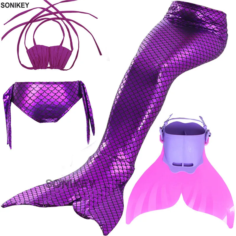 

Sonikey Girls Little Mermaid Tails For Swimming Costume with Monofin Kid Zeemeerminstaart Cola De Sirena Cauda De Sereia Cosplay