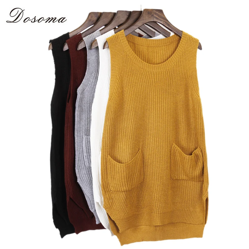 5 colors sleeveless sweater vest women 2016 fashion V neck sweater long vest woman autumn