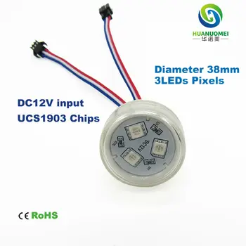 

full color addressable 38mm 3leds UCS1903 smd 5050 digital waterproof rgb smd led pixel module light bulb amusement park lights