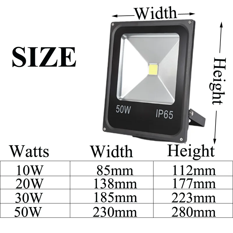 Led COB SMD прожектор светильник мощностью 10 Вт, 20 Вт, 30 Вт, 50 Вт на открытом воздухе Точечный светильник потолочные светильник переменного тока 220V 110V Водонепроницаемый IP65 светильник ing лампа