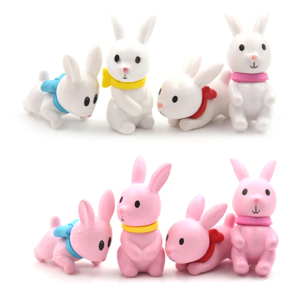 4pcs/lot DIY Doll Garden Home Desktop Succulents Micro Landscape Decor Mini Pink Rabbit Model Fairy House Miniatures Decoration | Дом и сад