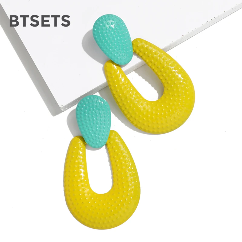 

Boho Round Earrings For Women Yellow Big Statement Earrings 2019 Acrylic Fashion Party Wedding Fringe Drop Indian Earring