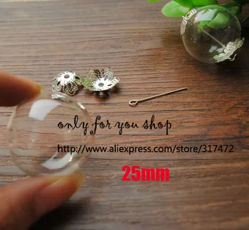 

25mm Glass Globe Vial with 2mm Double Hole & Cap &Eye Pin DIY Glass Vial Pendant Wish Pendant New