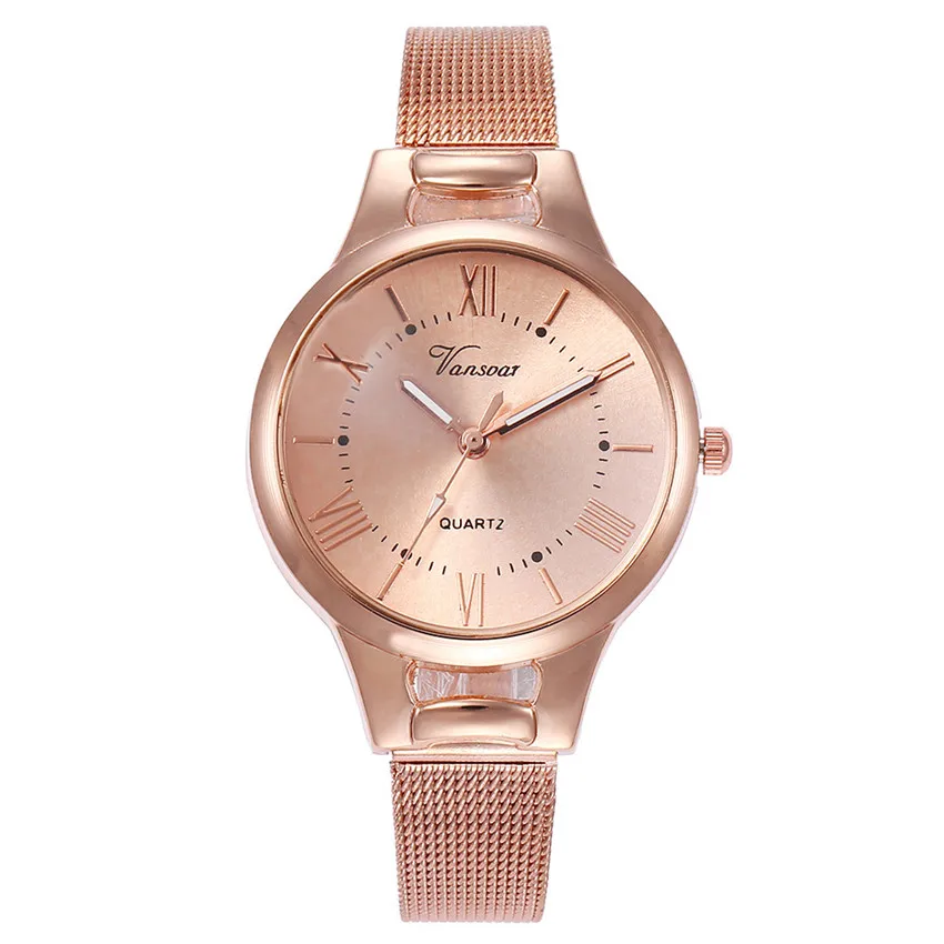 Супер тонкие часы из розового золота с сеткой из нержавеющей стали, женские роскошные брендовые часы с римскими цифрами, женские наручные часы, женские часы