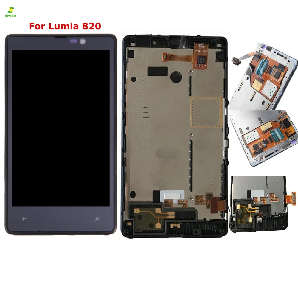 

A+++ New Full LCD Display For Nokia Lumia 820 LCD Display with Touch Screen Digitizer Assembly With frame free shipping Parts