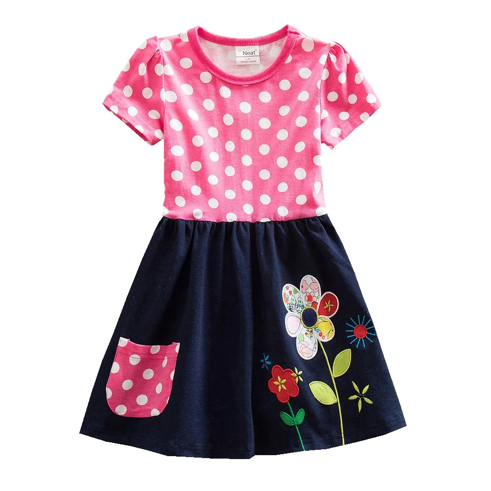 Платье для маленьких девочек платье с цветочным рисунком для девочек красивое детское платье модная детская одежда Новинка, розовый цвет, H5748