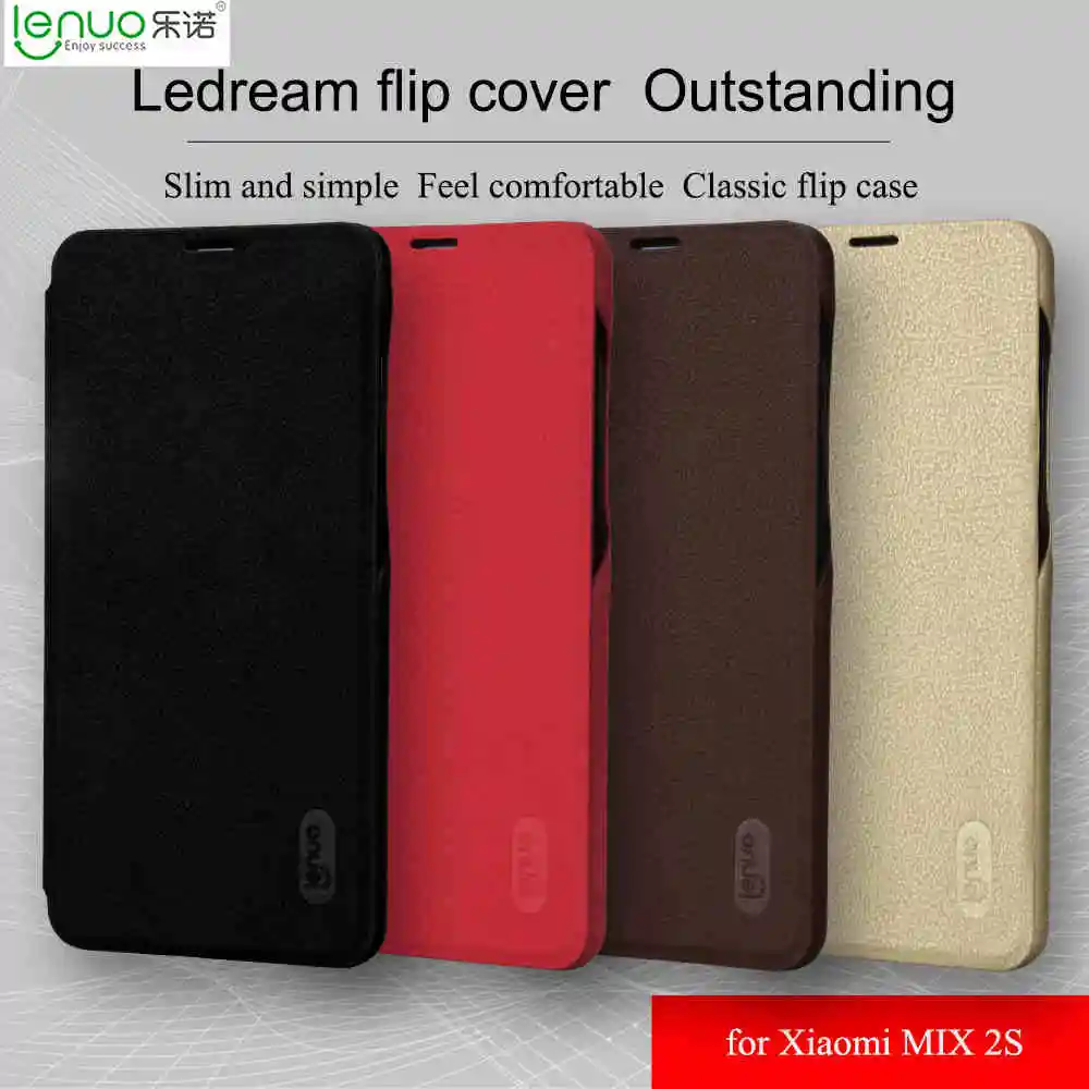 

LENUO For Xiaomi Mi Mix 2S Case Cover Flip PU Leather Card Slot Flexible Back Cover For Mi Mix 2s Phone Case Protective Shield