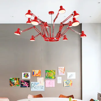 

Art deco Bar Coffee shop spider lamp Swing arm chandelier hanging light showcase Red black lamp luminaria home lights & lighting