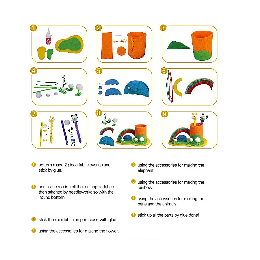 DIY ручной работы фетровая ткань ручка контейнер, ремесла и швейные нетканые карандаш держатель Дети Развивающие игрушки для рукоделия