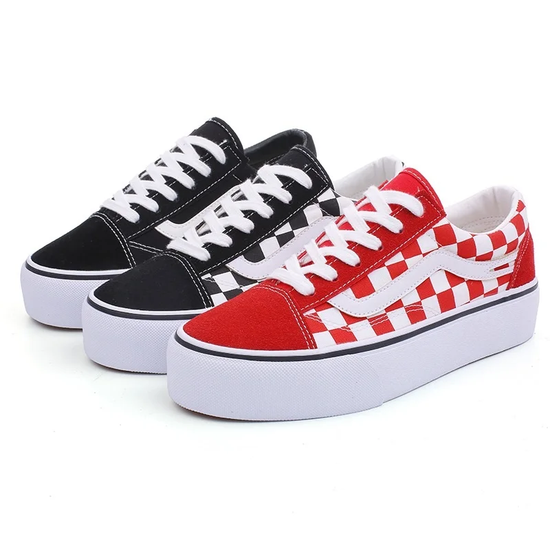 

2019 autumn new canvas shoes female plaid casual shoes fashion comfortable trend women's shoes