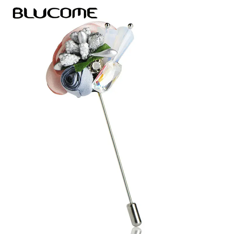 

Blucome Fashion Nylon Rose Flower Shape Lapel Pins Women Girls Brooches Suit Shoulder Accessories Wedding Dress Jewelry Buckles