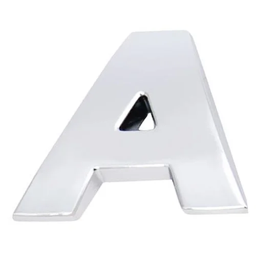 

3D DIY Metallic Alphabet Sticker Car Emblem Letter Badge Decal, Silver - A