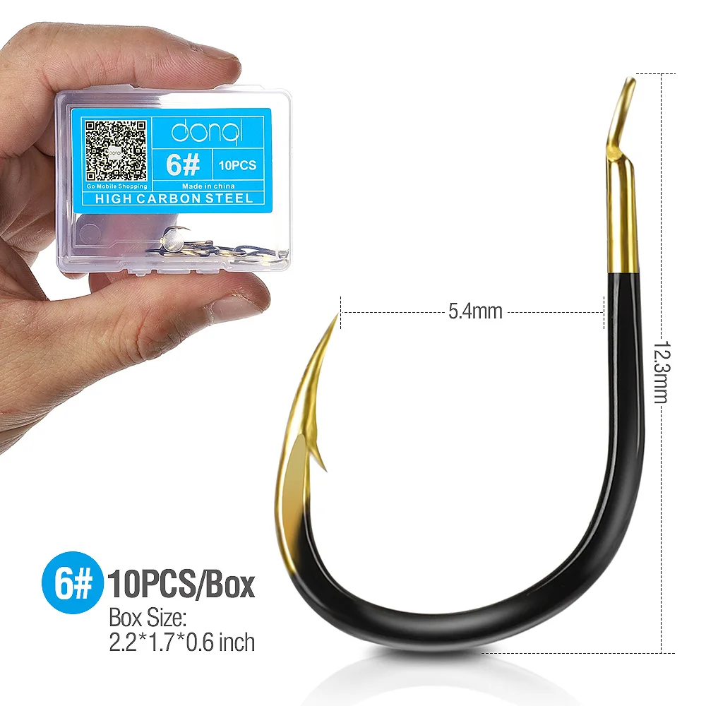 DONQL 10 шт./кор. рыболовные Крючки набор колючей один круг крючок Вольфрам Сталь карп рыболовные крючки море снасти Аксессуары - Цвет: 6