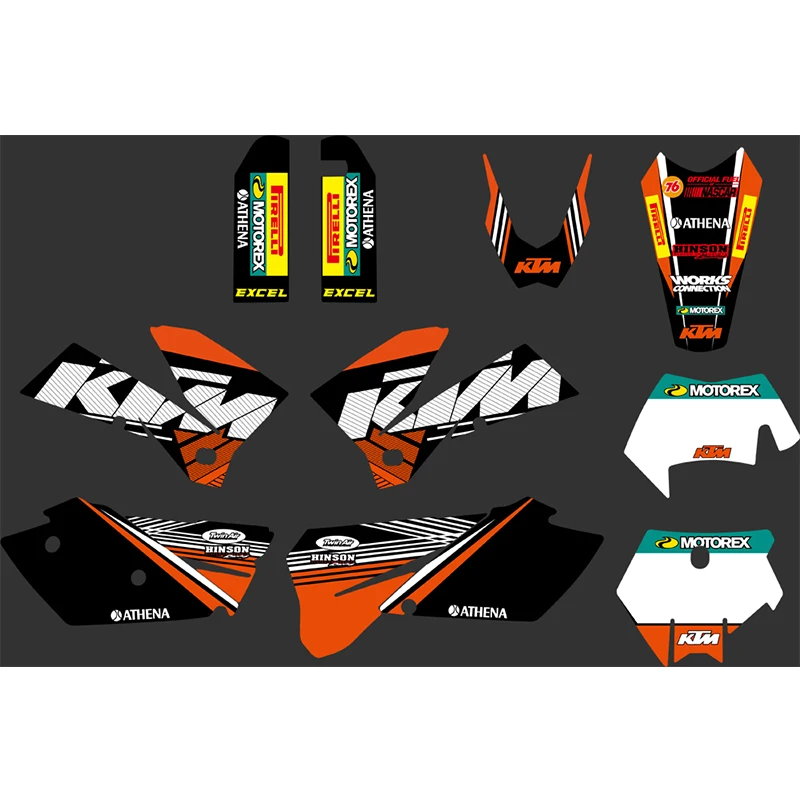 

Orange &Black NEW TEAM GRAPHICS WITH MATCHING BACKGROUNDS FIT FOR KTM SXF MXC SX EXC Series 2005 2006 2007