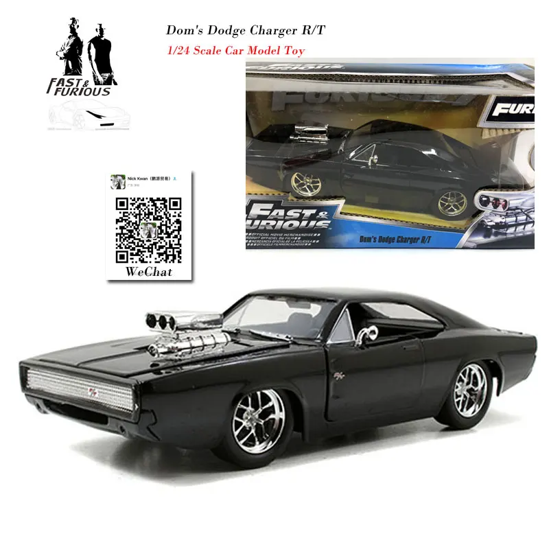 

JADA 1/24 Scale Movie FAST&FURIOUS Dom's Dodge Charger R/T Diecast Metal Car Model Toy For Gift,Collection,Kids