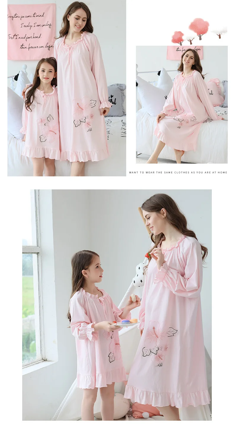 Лето \ Осень Девочки ночные рубашки Детский хлопковый костюм с длинными рукавами Fille одежда ночная рубашка для девочек в Корейском стиле на каждый день