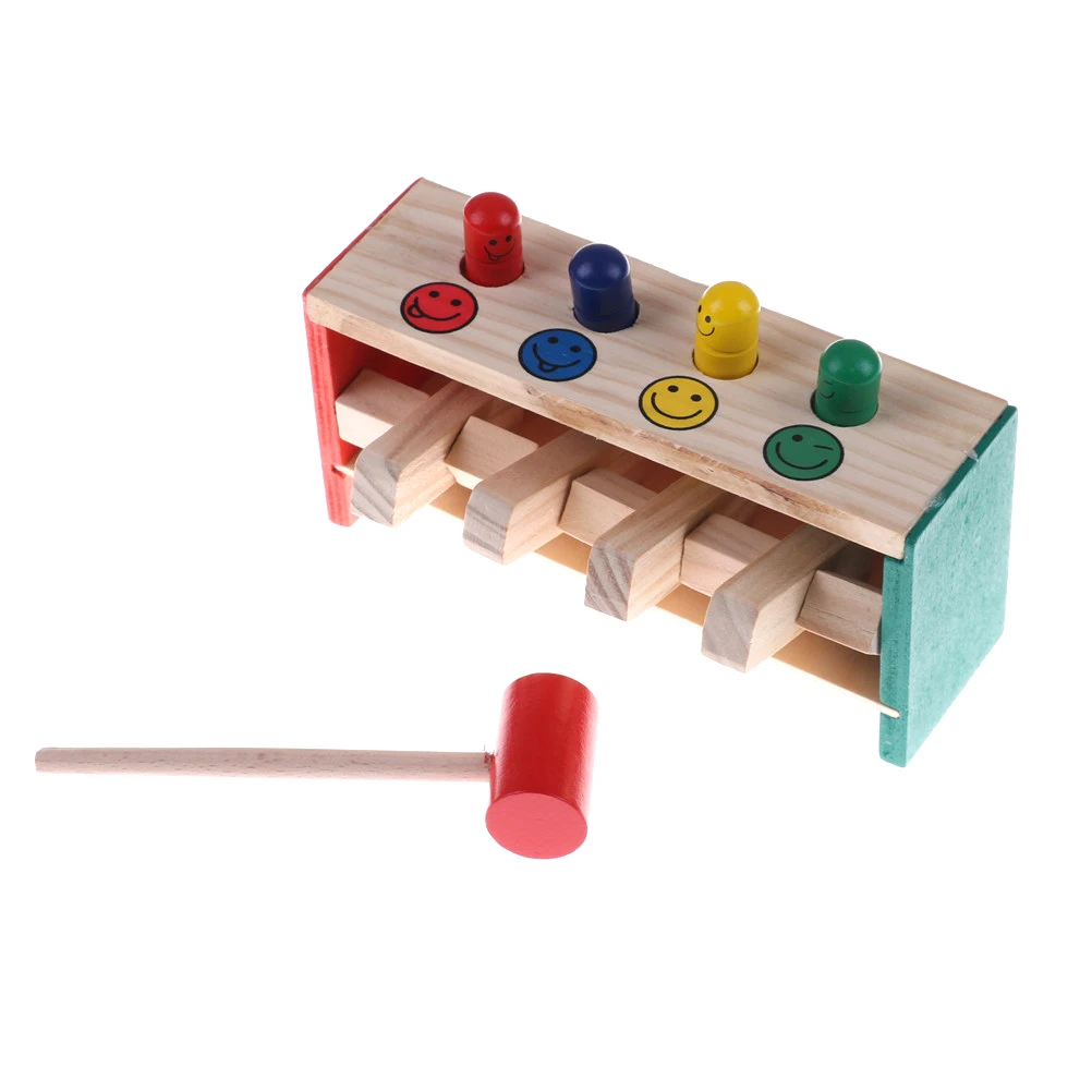Baby Wooden Hammer Toys Hammer Game Hammering Bench Musical Instrument