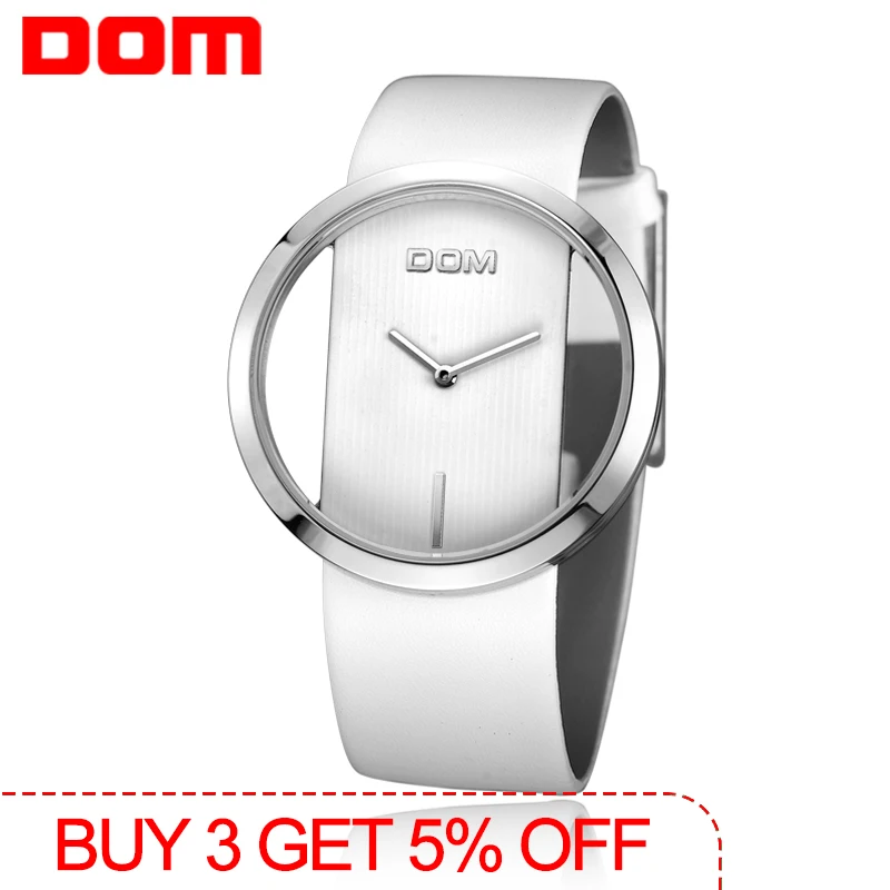 Женские часы DOM брендовые Роскошные модные повседневные кварцевые уникальные стильные часы с полым скелетом кожаные спортивные женские наручные часы 205L