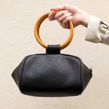 Модная сумка с кольцом, деревянные для сумок, Женская Роскошная сумка, сумка-тоут, женская сумка из искусственной кожи, шикарный японский стиль