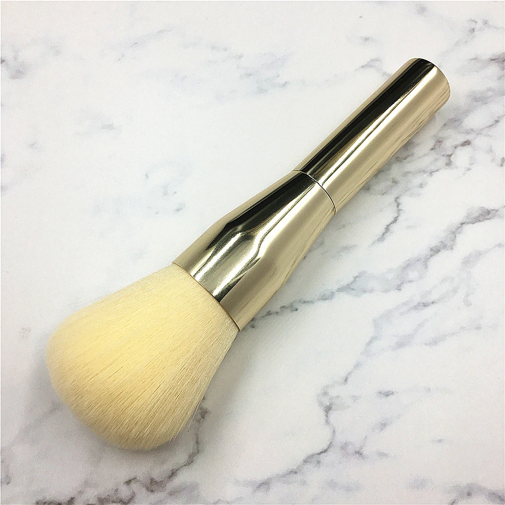 Fashion Metal Handle Champagne Gold Big Soft Bristle Powder Brush