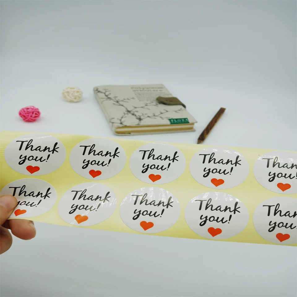 Obrigado com Coração Adesivo de Vedação Etiqueta para Produtos Lote Vermelho Branco Redondo Faça Você Mesmo Presentes Decorativos Pacote Artesanais Bolo 1000 Pçs - 6 Material escolar e de escritório