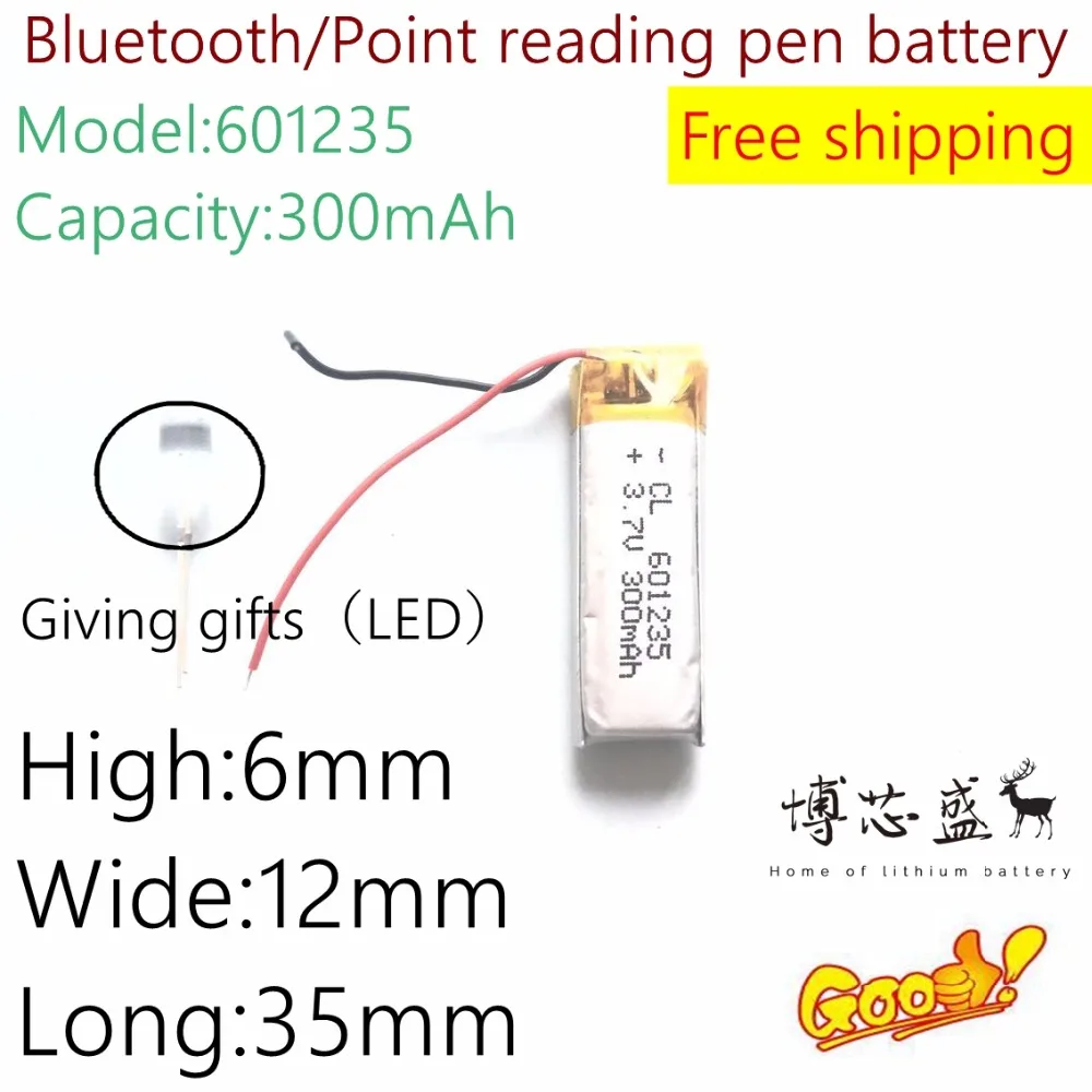 3,7 В 300 мАч Перезаряжаемые Батарея 601235 литий-полимерный Li-Po ионные аккумуляторы для DIY Mp3 gps Оборудование для psp bluetooth наушники гарнитуры