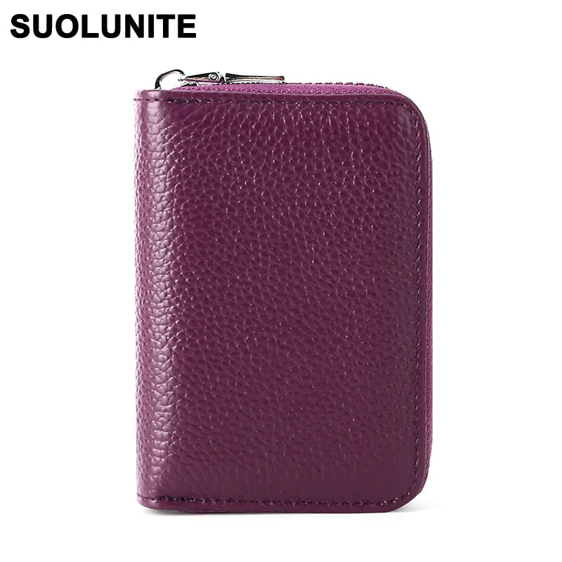 

New Anti-theft Brush Genuine Leather Zipper Wallet Women's High Quality Short Coin Purse Multi-level Card Bag Small Clutch Bag