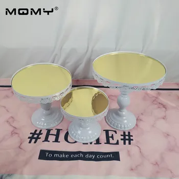 

3-Set Mirror Cake Stands Round Cupcake Stands Dessert Display Stand with Pendants and Beads