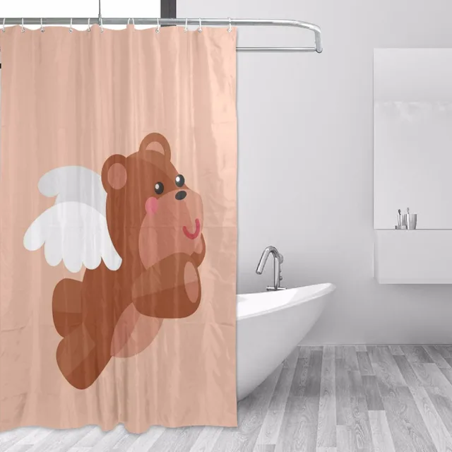 152x183cm Brown Shower Curtain Waterproof With Hooks Mildew Mold 152x183cm Brown Shower Curtain Waterproof With Hooks Mildew Mold Resistant Polyester Curtains Teddy Bear Bathroom