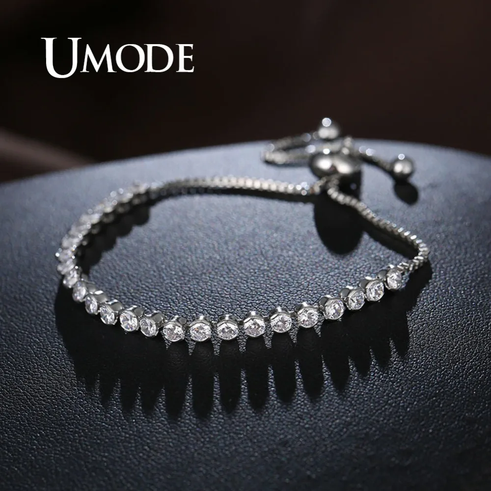 UMODE 4 مللي متر/3 مللي متر خمر واضح تشيكوسلوفاكيا حجر رقيقة النساء سوار للتنس الإناث العصرية قابل للتعديل سلسلة مجوهرات إكسسوارات فتيات UB0129