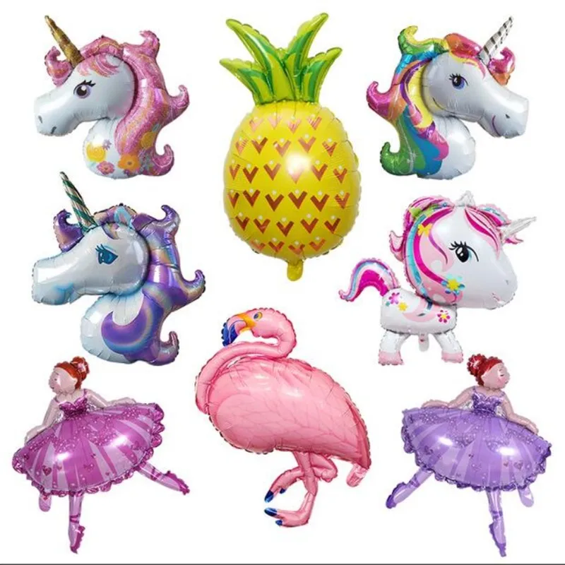 

Unicorn foil balloons 1pc dance girl flamingo ballons baby shower decoration inflatable air ball kids birthday party balon
