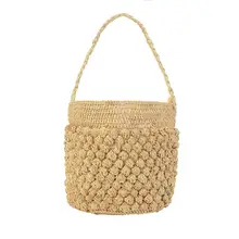Большая вместительная сумка-мешок для девушек хозяйственная сумка ручной работы Соломенная одноцветная Сумка Пляжная дорожная сумка