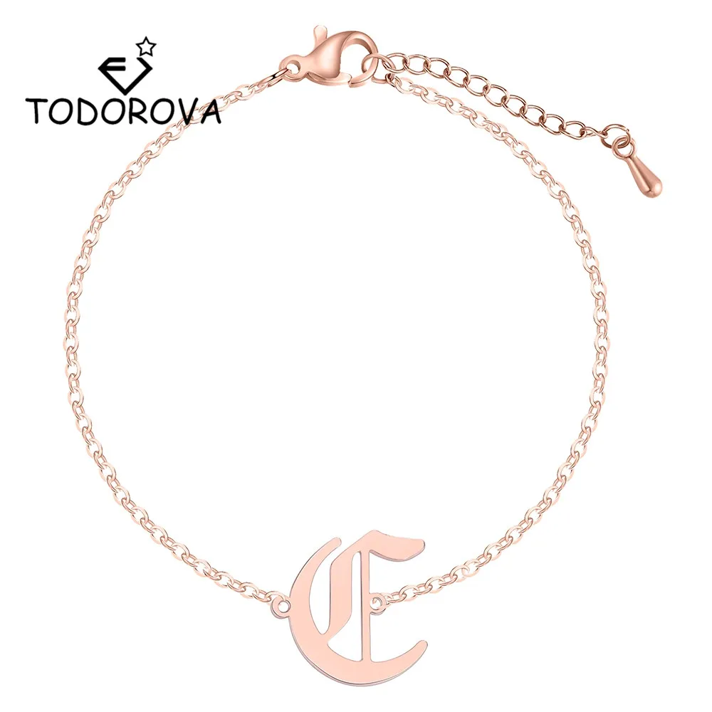 

Todorova Stainless Steel Capital Initial Letter C Bracelet & Bangle for Women Adjustable Chain Link Bracelets Gifts Wholesale