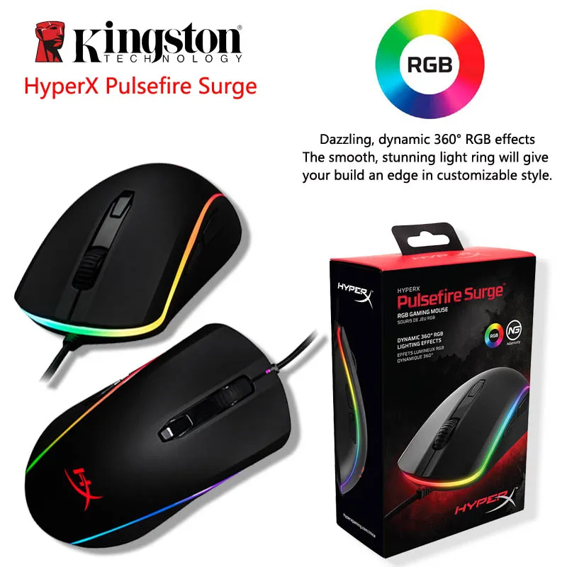 Игровая мышь Kingston HyperX Pulsefire Surge RGB Lighting топ уровень FPS производительности датчик