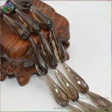 Класс АА Качества Природных дымчатый кварц граненых слеза/капелькой слезинкой, серьги бусины 11x40 мм-10 бусины/нитка