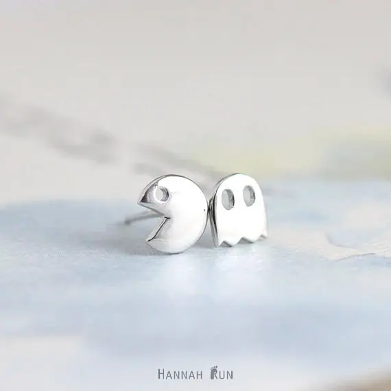 

1Pair Pacman or Pac Man Stud Earrings Cute Ghosts Stud Earrings Game Fun Cartoon Earrings Stud for Girl