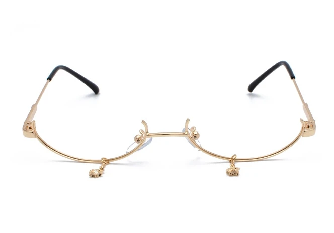 Без линз, оправа для очков, металлическая полуоправа, женские оптические модные очки для компьютера, 48023 - Цвет оправы: C2 gold