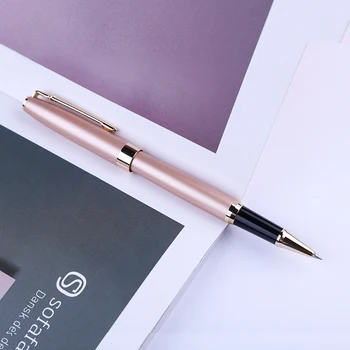 

Gift Rollerball Pen Pimio Metal Black Ink Fine Point 0.5mm Black White Rose Gold Business Office Signature Pens with Gift Box