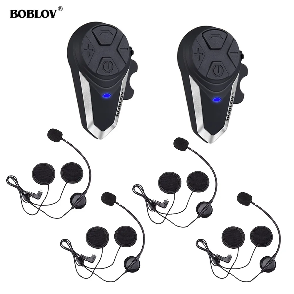 

2Pcs Boblov BT-S3 Bluetooth Intercom + 2Pcs Extra Headphones Motorcycle Helmet 1000M Interphone Waterproof Headset