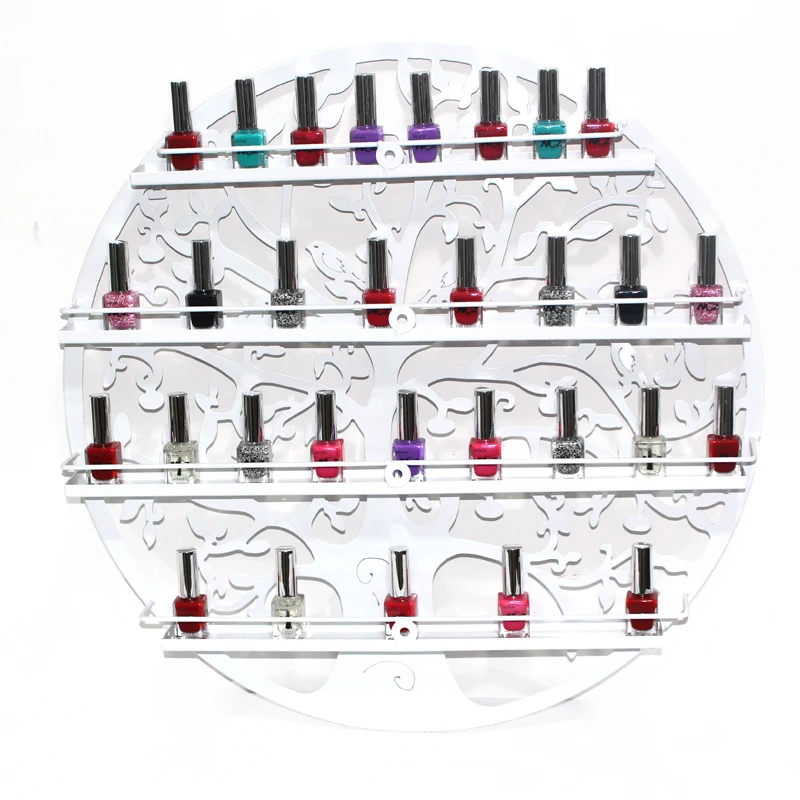

New Fashion 4 Tiers Layers Metal Nail Polish Rack Black white Lipstick Organizer Storage Display Tree Shelf Wall Style